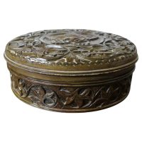 Round Walnut Box Profusely Carved with Roses A truly magnificent piec