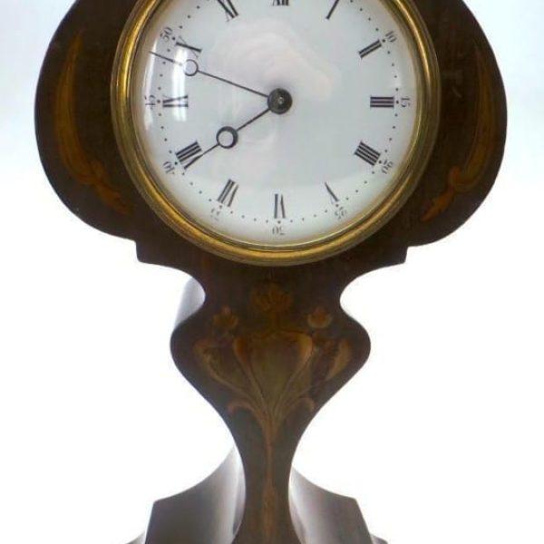SOLD Edwardian mahogany tulip mantle clock