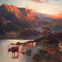 SOLD Gustave de Breanski. Highland landscape Oil Painting