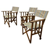 Set of 3 Edwardian Canvas Directors Chairs, Loft and Garden Style Cha