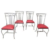 Set of 4 High Back Iron Dining Chairs