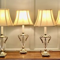 Set of 4 Hollywood Regency Glass Table Lamps