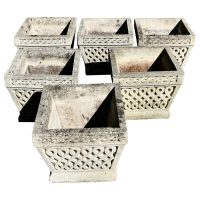 Set of 6 Classical Basket Weave Garden Planters
