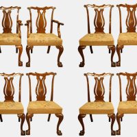 Set of 8 Victorian Chippendale Style Mahogany Dining Chairs with Original Tapestry Seats