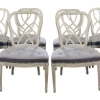 Set of 8 white seated Dining Chairs