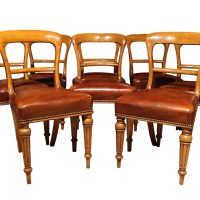 Set of Eight Scottish Golden Oak Dining Chairs by John Taylor &amp; Son, Edinburgh, Circa 1860