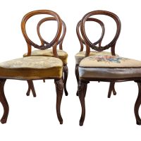 Set of Four Victorian Walnut Balloon Back Chairs