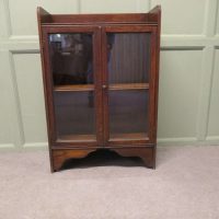 Small Oak Glazed Bookcase/Cupboard with Gallery