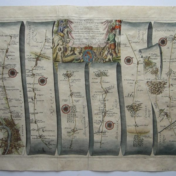 Rare strip or road map from London to Aberystwyth!