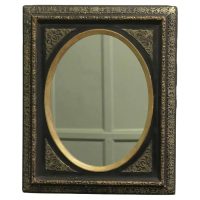 Stunning French Empire Gilt Brass and Black Lacquer Wall Mirror