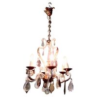 Stunning French Iron and Coloured Glass Chandelier