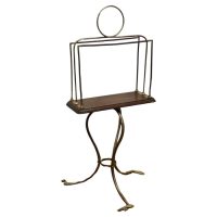 Stylish Victorian Golden Oak and Brass Revolving Magazine Rack