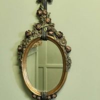 Superb Carved and Painted French Oval Mirror A superb piece hand carved