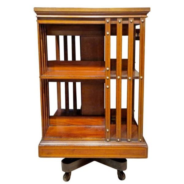Superb Edwardian Inlaid Revolving Bookcase