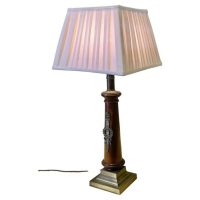 Tall Art Deco Walnut and Brass Table Lamp