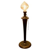 Tall Art Deco Walnut and Copper Table Lamp