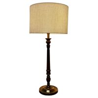 Tall Turned Dark Wood Table Lamp
