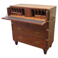 Teak Campaign Chest, 2 Piece Secretaire