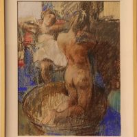 Thomas John Coates PPNEAC (1941–2023) – “Nude Bathing” – Pastel, Signed and Titled Verso