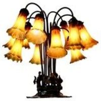 Tiffany Style Bronze and Glass Lily Table Lamp