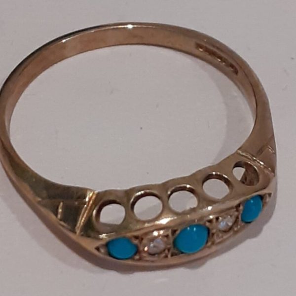 turquoise and Diamond ring.3