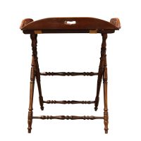 Unusual 19th Century Carved Walnut Folding Tray Table on Stand