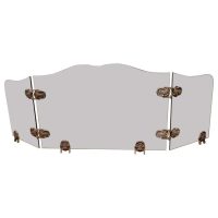 Unusual 3 Fold French Brass and Glass Fire Guard