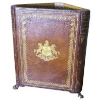 Unusual Library Waste Paper Basket made from Leather Bound Books