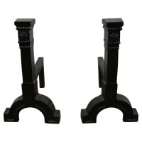Very Heavy Pair of 19th Century Iron Andirons or Fire Dogs