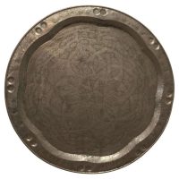 Very Large Arts and Crafts Beaten Pewter Wall Plate
