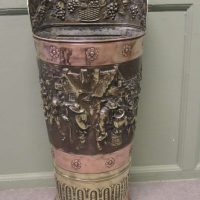 Very Large French Arts and Crafts Embossed Brass Stick Stand This is an impressive piece