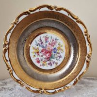 Winterling Bavaria &amp; Bohemia Sneroll Platinum &amp; Gold  Porcelain Cabinet Plate