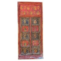 Vibrant Indian Painted Doors in Original Frame, Wall Art