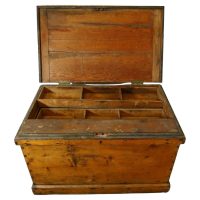 Victorian Age Darkened Pine Carpenters Box This is a heavy quality pine box