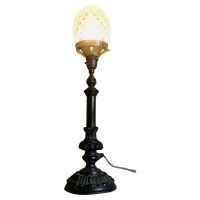 Victorian Bronze Lamp with Diamond Cut Crystal Shade A Charming bronze lamp