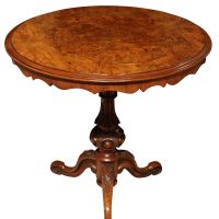 Victorian Burr Walnut Circular Tripod Table, Circa 1870