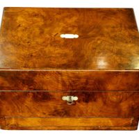 Victorian Burr Walnut Dressing &amp; Jewellery Box with Fitted Interior and Mirror