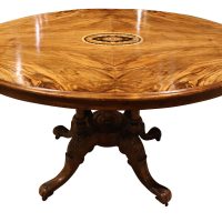 Victorian Figured Walnut Tilt-Top Centre Table with Marquetry Inlay – Circa 1870