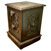 Victorian Gothic Carved Oak Green Man Coal or Log Box