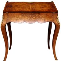 Victorian Ormolu-Mounted Satinwood-Inlaid Walnut Writing Desk, circa 1880