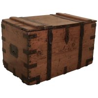 Victorian Pine and Iron Bound Sea Chest, Iron Bound Silver chest