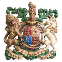 Wall Hanging Victorian Cast Iron Royal Coat of Arms Shield Plaque
