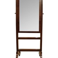William IV Mahogany Cheval Mirror on Sabre Legs with Brass Sabots and Castors, c.1830