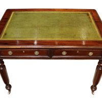 William IV Mahogany Two Drawer Leather Top Writing Table, Circa 1835