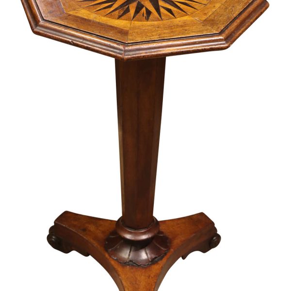William IV Octagonal Topped Lamp Table with Inlaid Compass Rose, c.1835