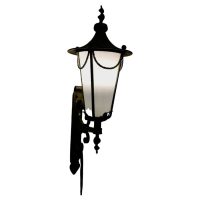Wrought Iron and Opaque Wall Lantern