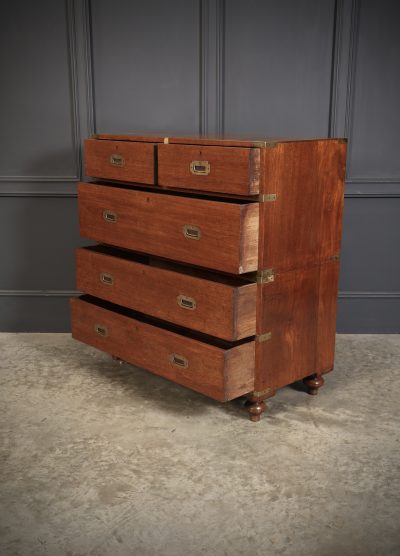 19th Century Teak Military Campaign Chest - Image 8