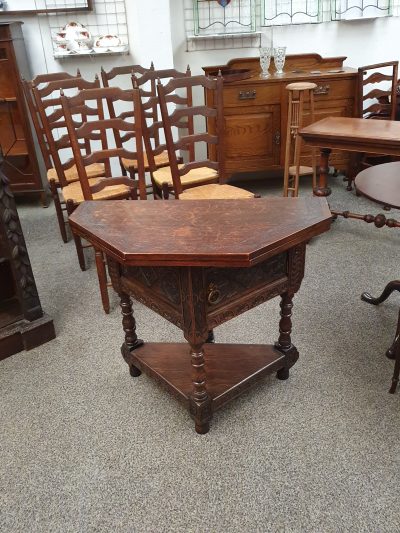 Antique Oak Credence Table - Image 11