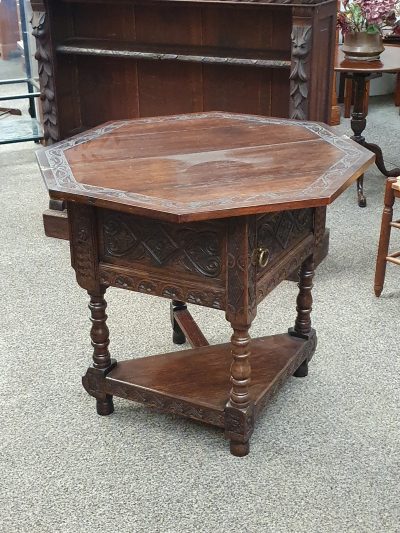Antique Oak Credence Table - Image 6