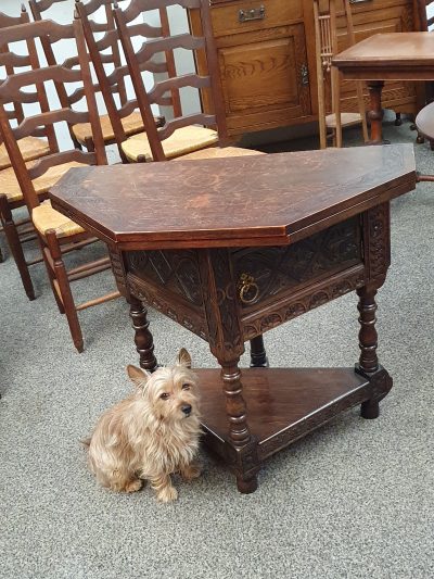 Antique Oak Credence Table - Image 9
